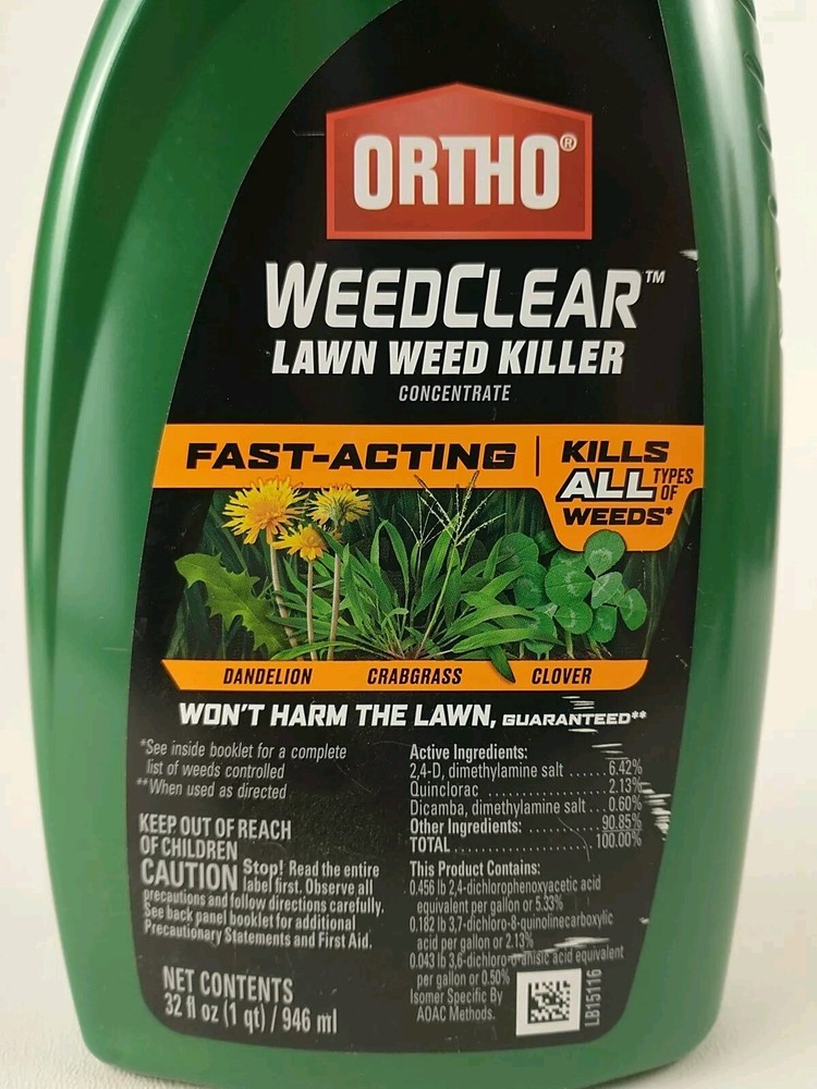 (2) Ortho Lawn Grass Weed Killer Concentrate 32oz ~ NEW