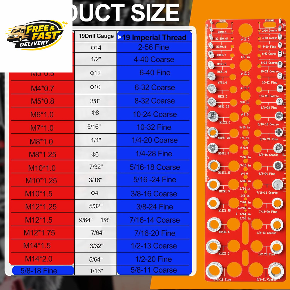Thread Checker - 55 Nut & Bolt Thread Checker, Bolt Size and Thread Gauge 19