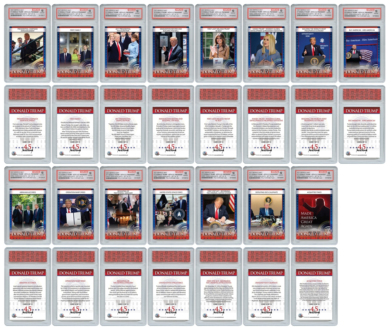 DONALD TRUMP 45th U.S. President OFFICIAL 1st Term Highlights 15-Card Set GM-10