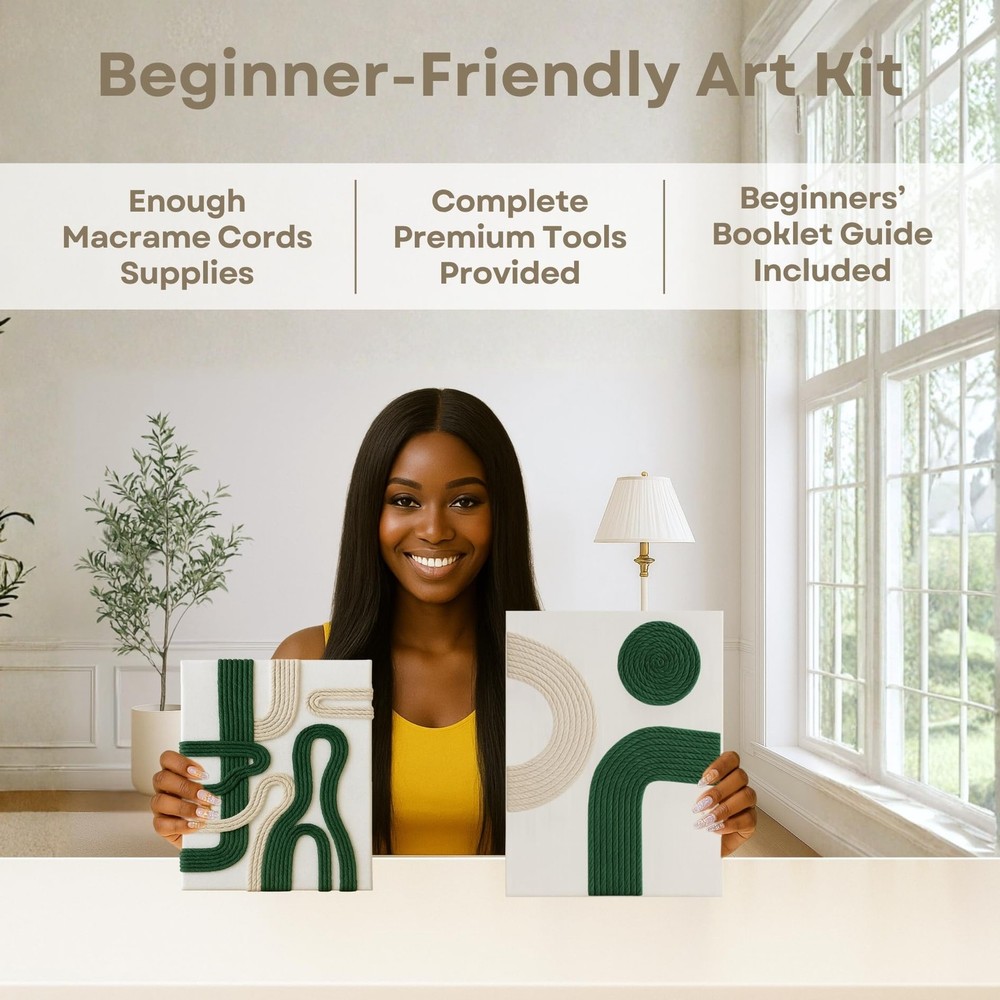 DIY Rope Canvas Kit for Beginners - Complete Macrame Ropes Supplies & Tools |...
