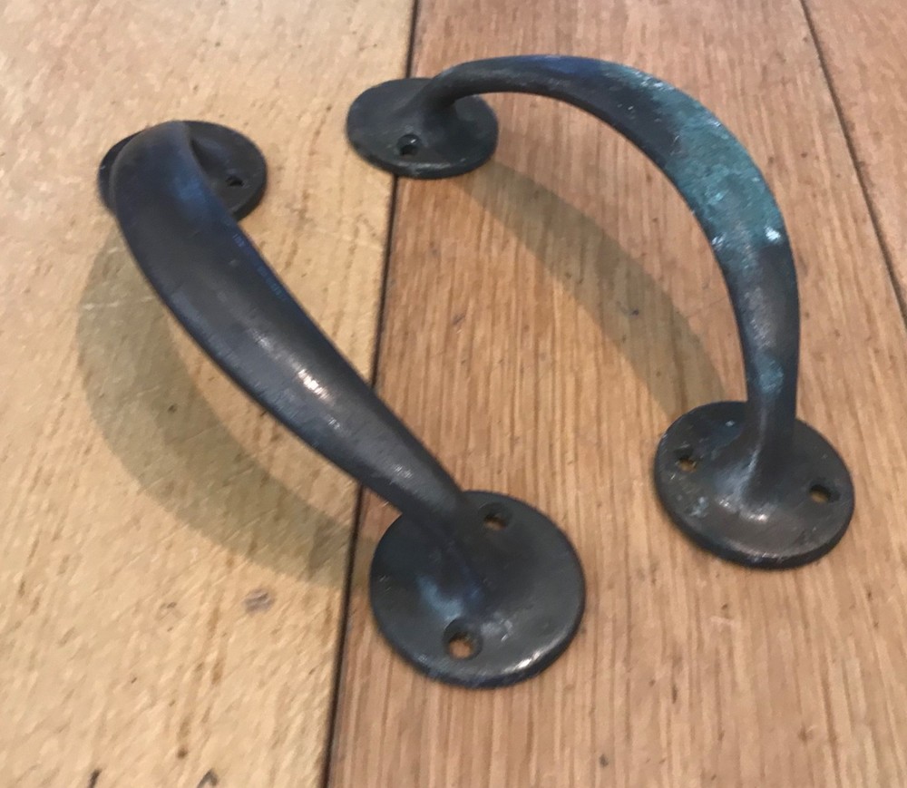 2x Vintage solid brass pull handle 150mm long 6” approx - ( CD2)