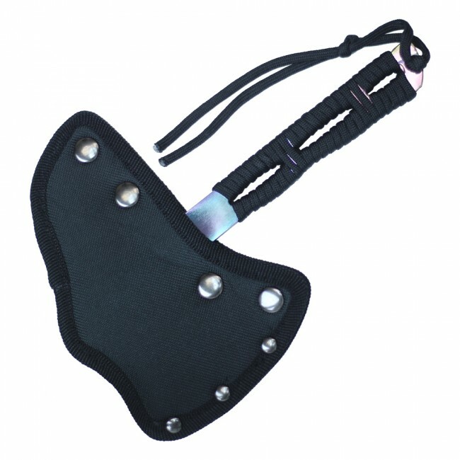 Mini Throwing Axe | 8" Overall Full Tang Rainbow Blade Cord-Wrap Handle Tomahawk