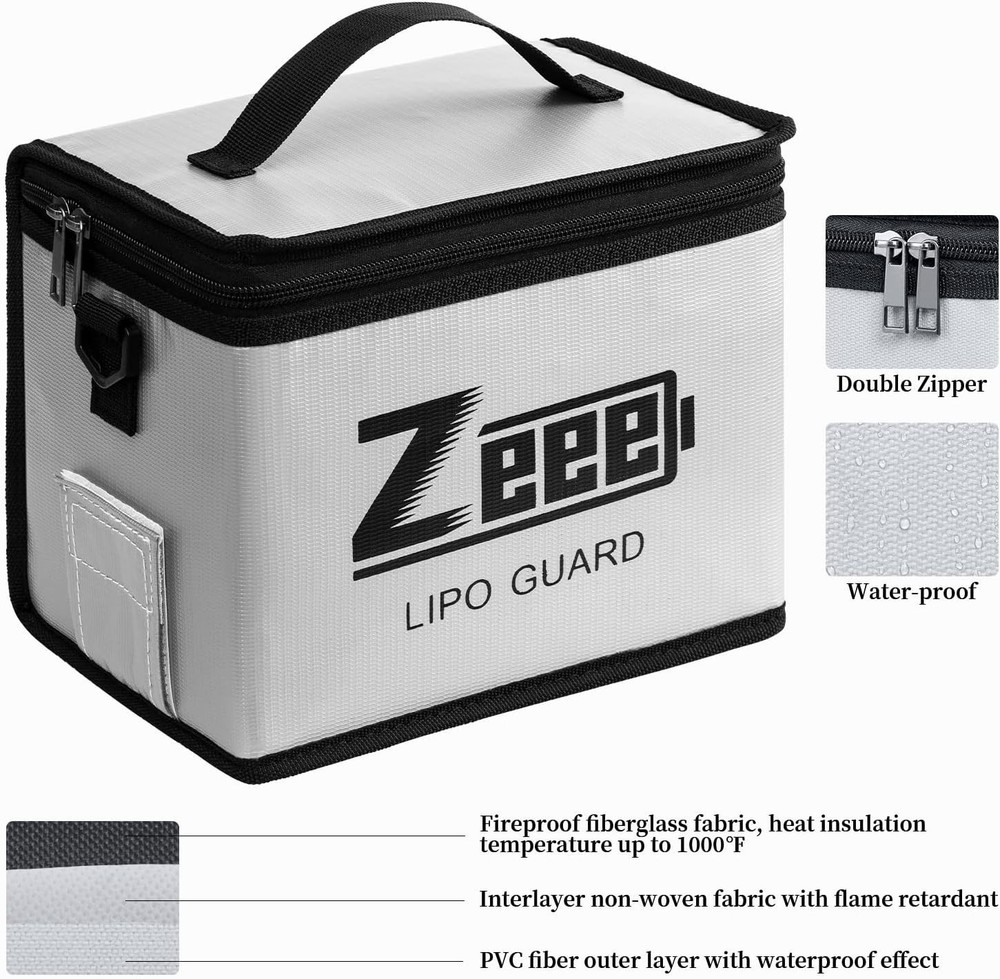 Durable Fireproof LiPo Battery Guard Bag for Safe Storage and Transporting Needs