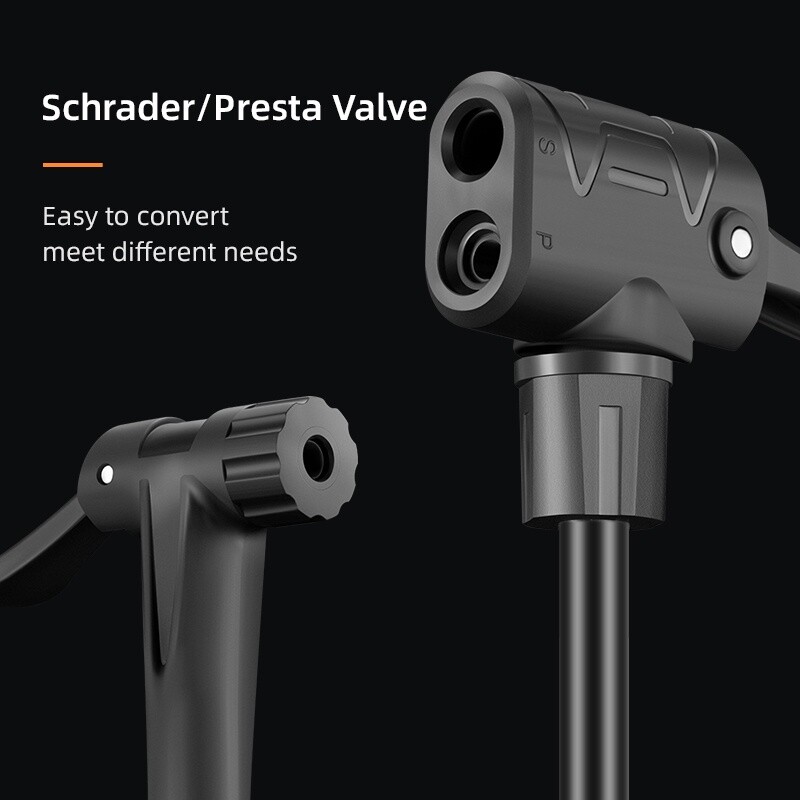 ROCKBROS Bike Pump High Pressure 160Psi Schrader Presta Valve Barometer Inflator