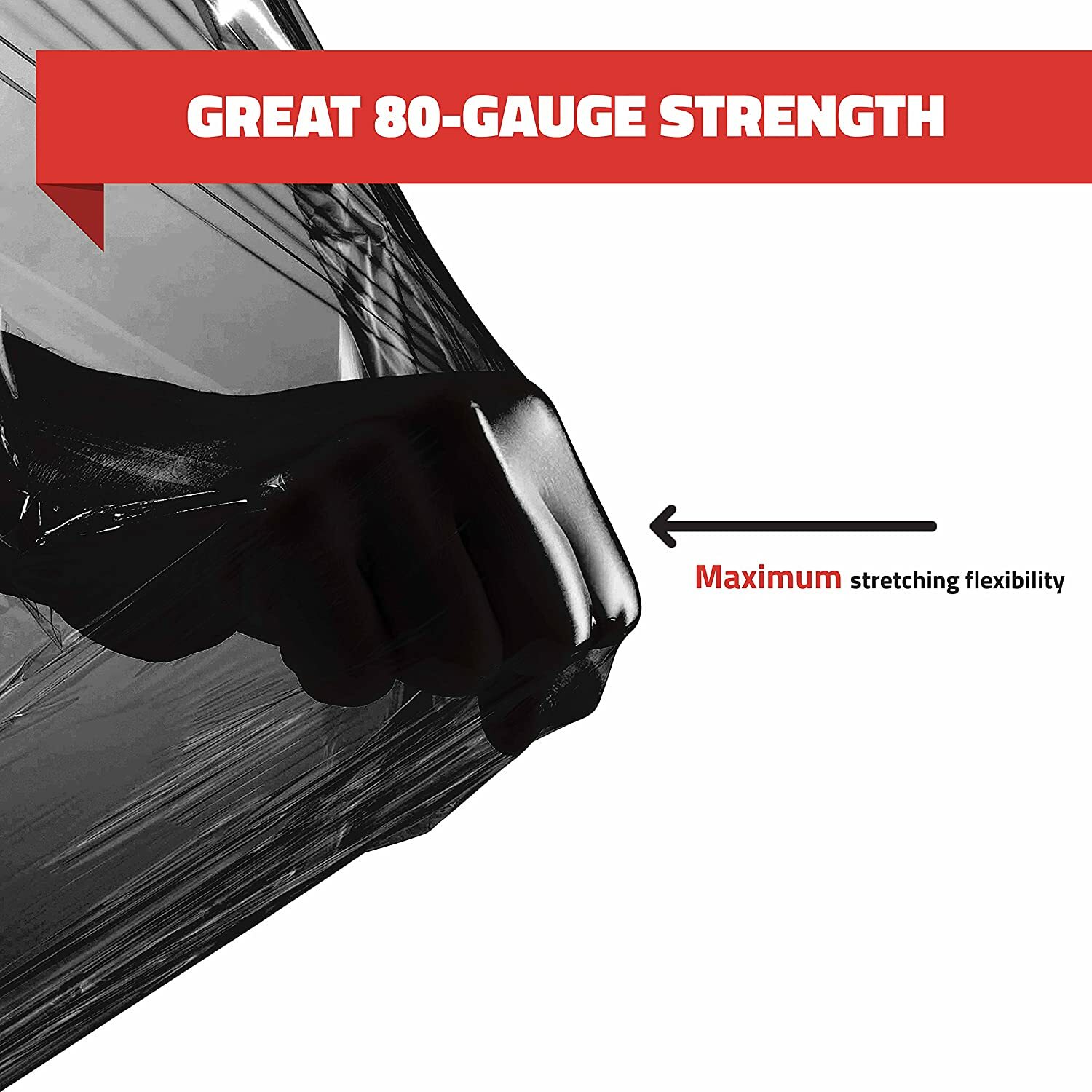 80 GAUGE - 4 Rolls Black Shrink Wrap Stretch Film 18" X 1000' Total 4000 FT