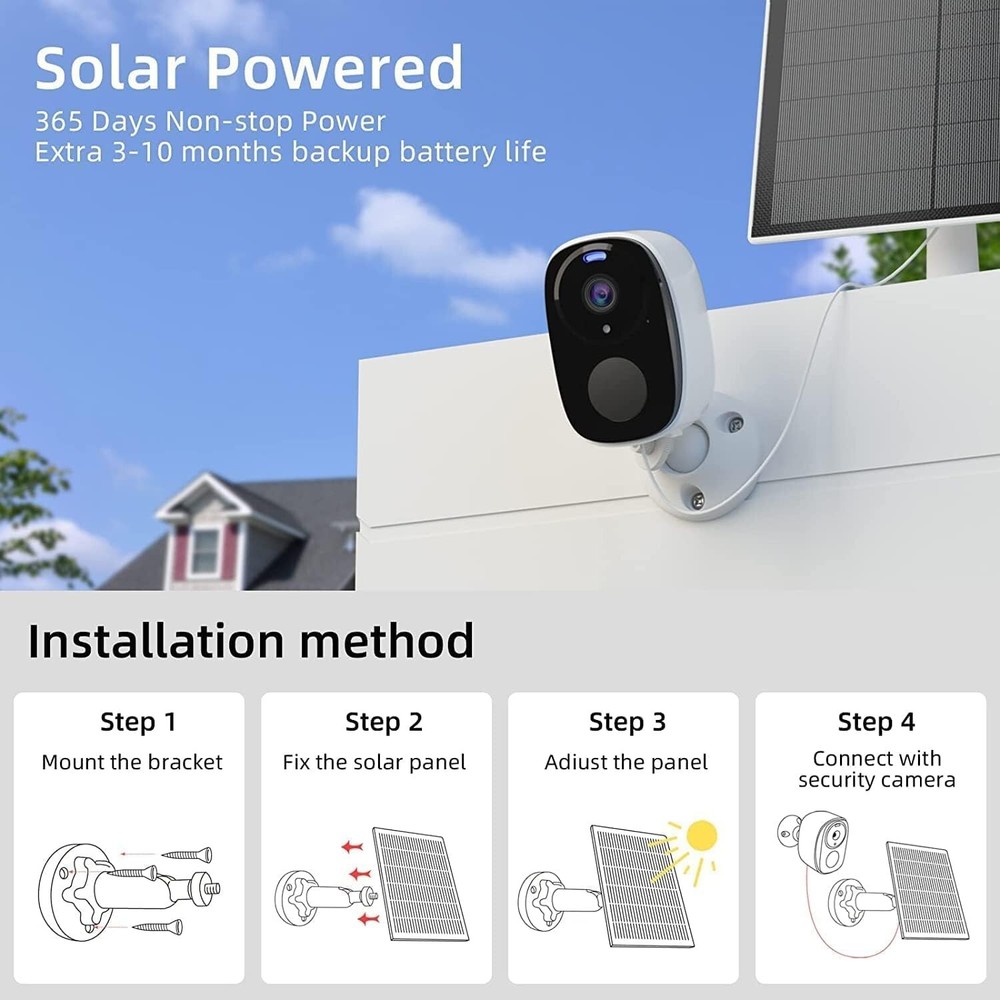 2pc Solar Security Cameras Wireless Outdoor, 2K Battery Powered Security Camera