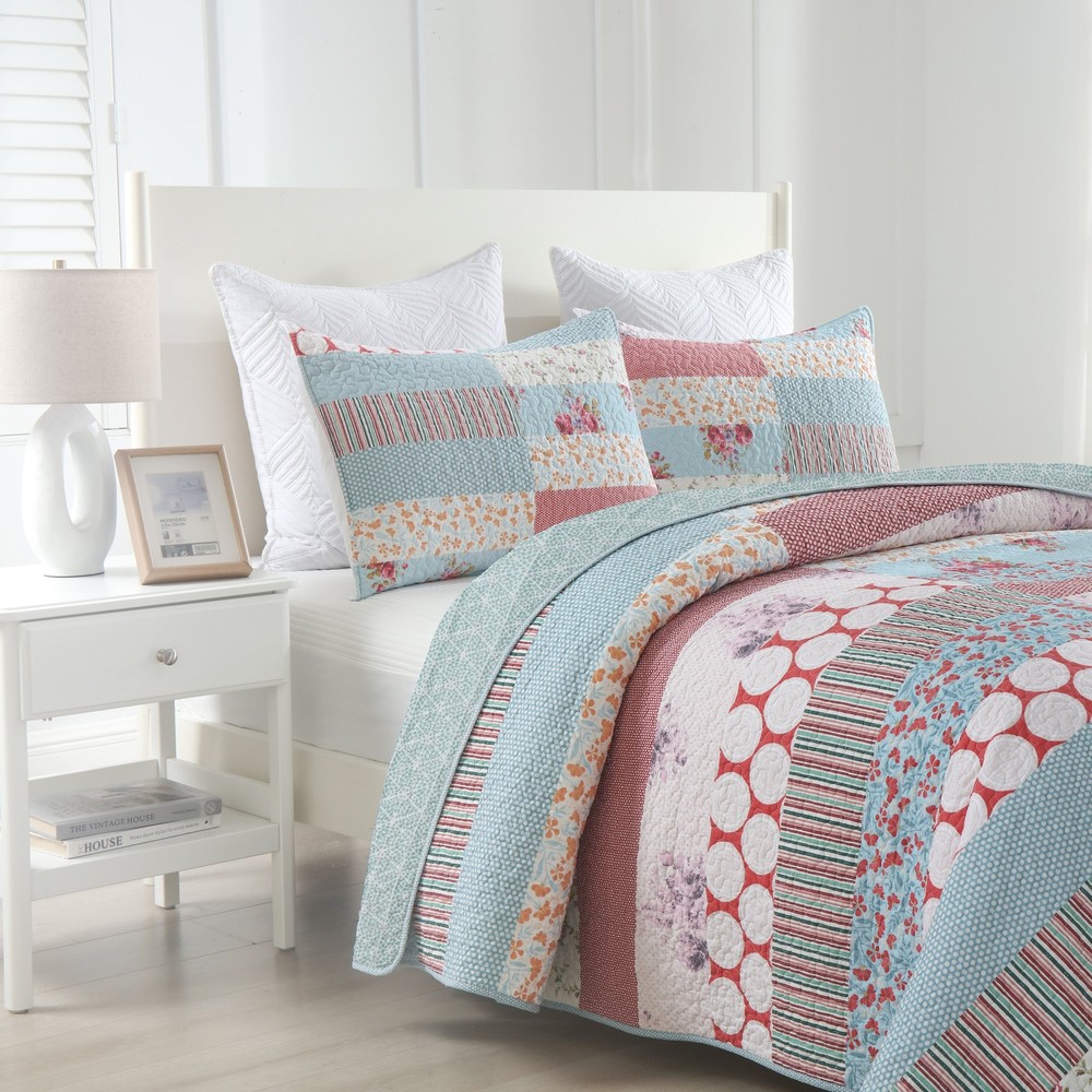 3 Pcs Printed Quilt Set Floral Patchwork Pattern Bedspread Set BY331
