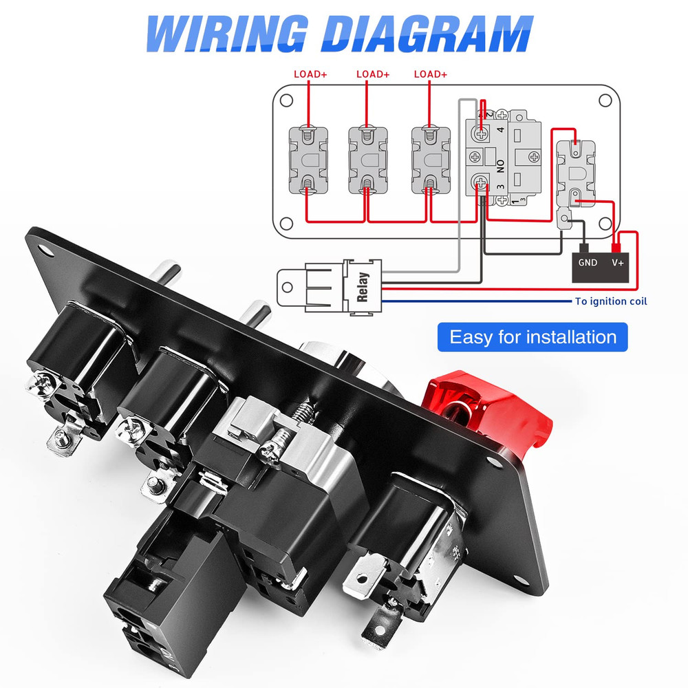 Nilight Ignition Switch Panel 12V 4 in 1 Rocker Switch with Engine Push Button T