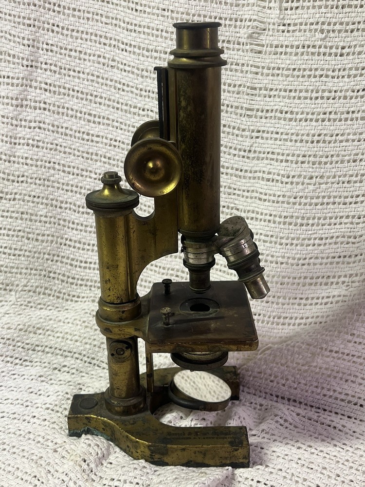 Antique Bausch & Lomb Early Microscope Solid Brass !!LOOK!!