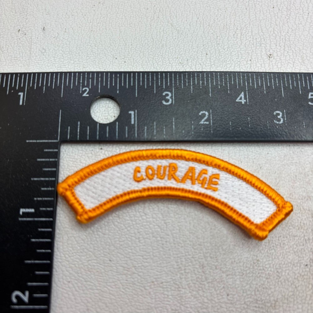 Orange on White COURAGE Rocker Tab Patch AAAF
