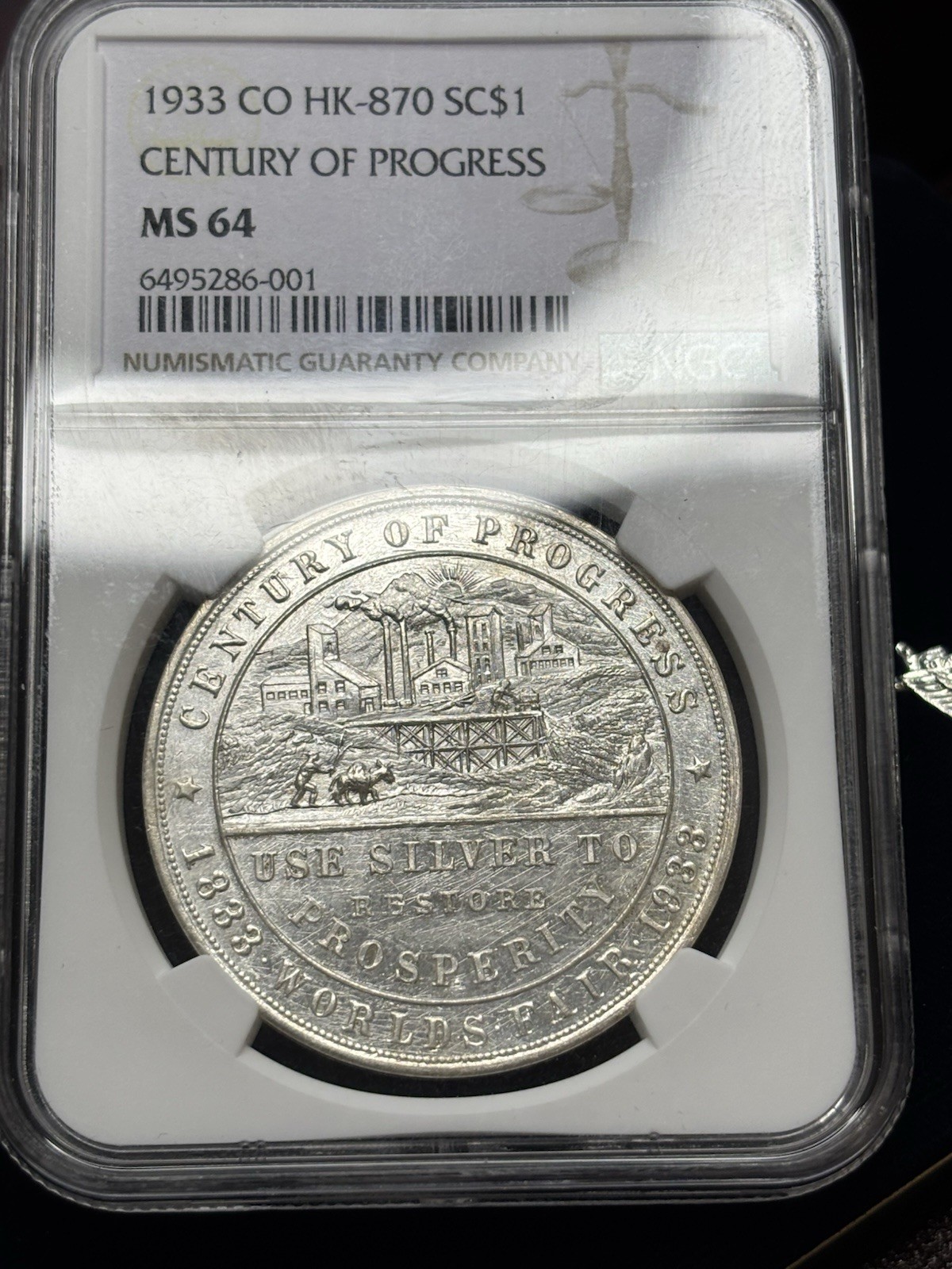 1933 Century of Progress HK-870 Silver So-Called Dollar NGC MS64