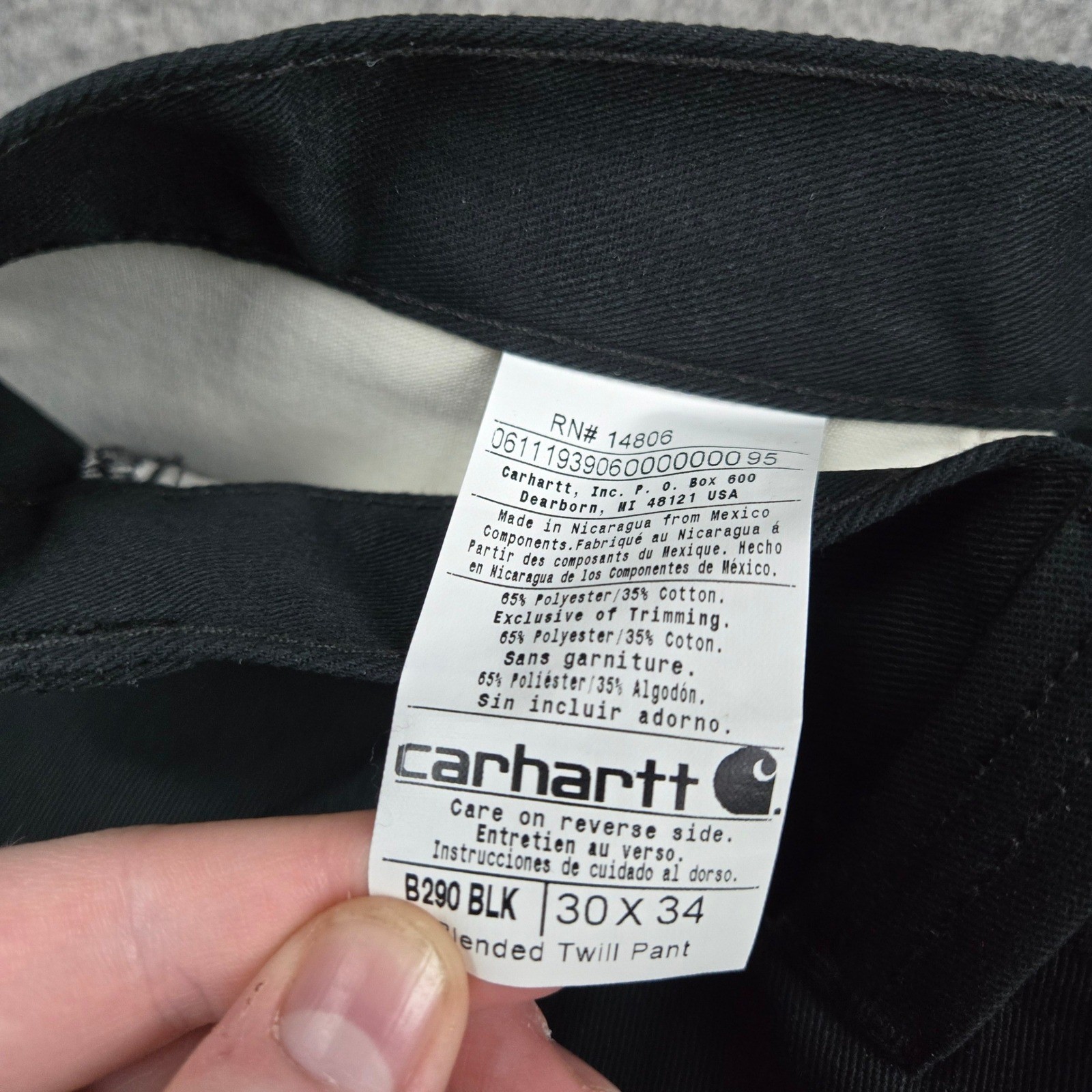 Carhartt Twill Work Pants Mens 30x34 Black Outdoors Utility Workwear B290 NEW