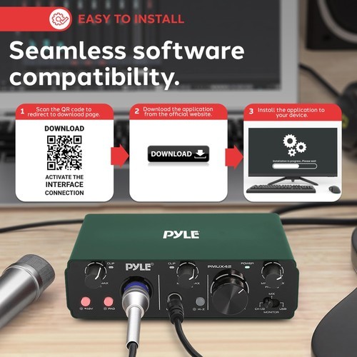 Pyle USB Audio Interface for Recording, Streaming & Podcasting