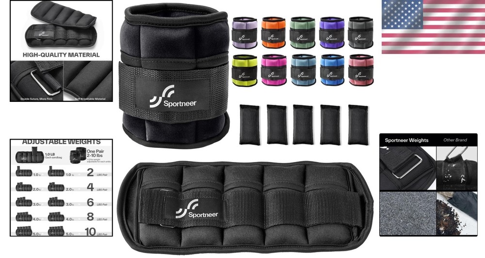 Adjustable Ankle Weights 1-5 lbs Each - Secure & Versatile Training