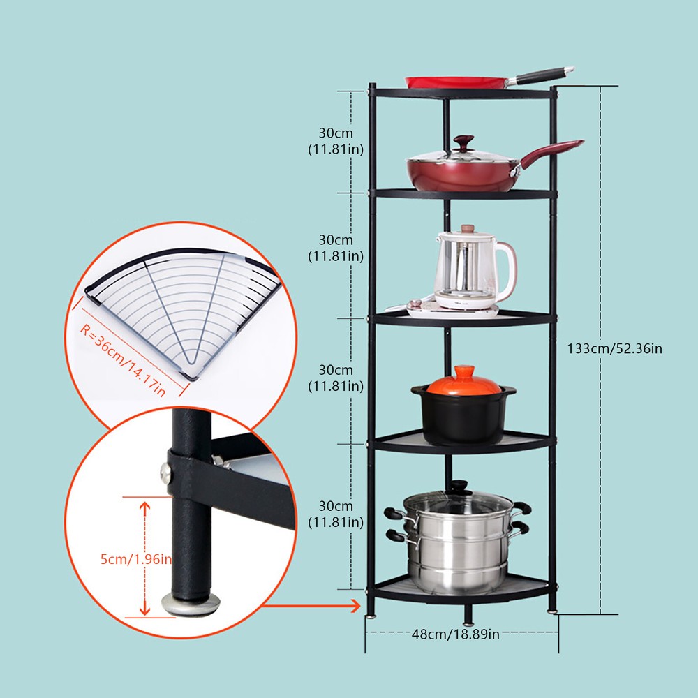 5-Tier Triangular Pot Rack - Space-Saving Kitchen Organizer for Cookware
