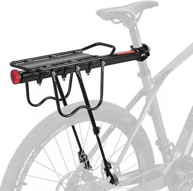 Rear Bike Rack, 110 lbs Bike Cargo Racks Frame Aluminum Universal Adjustable