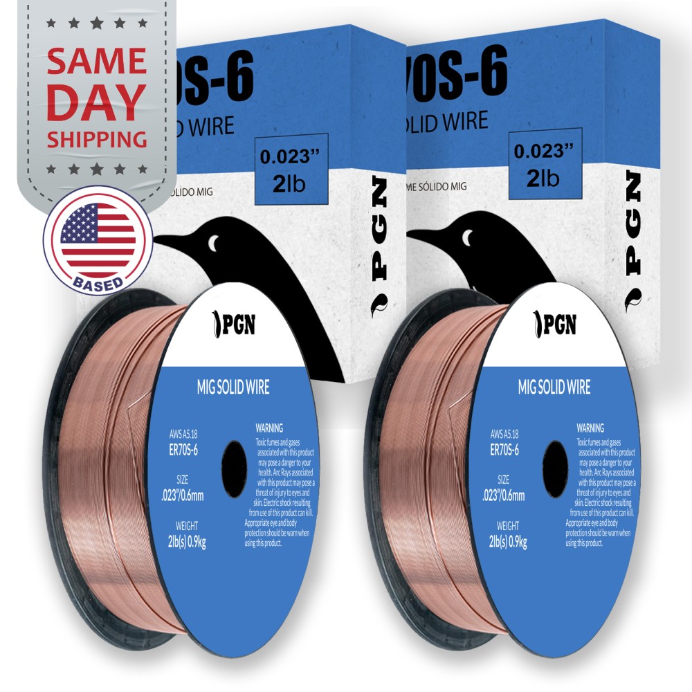 (2 x 2-Lb Spools) ER70S-6 .023" (0.6 mm) Mild Steel MIG Welding Wire