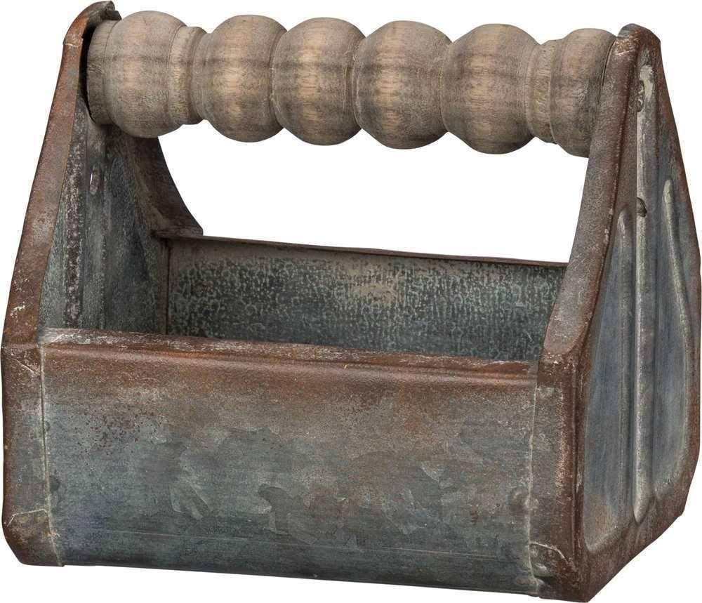 Spindle Handle Tray, Small, Distressed Metal