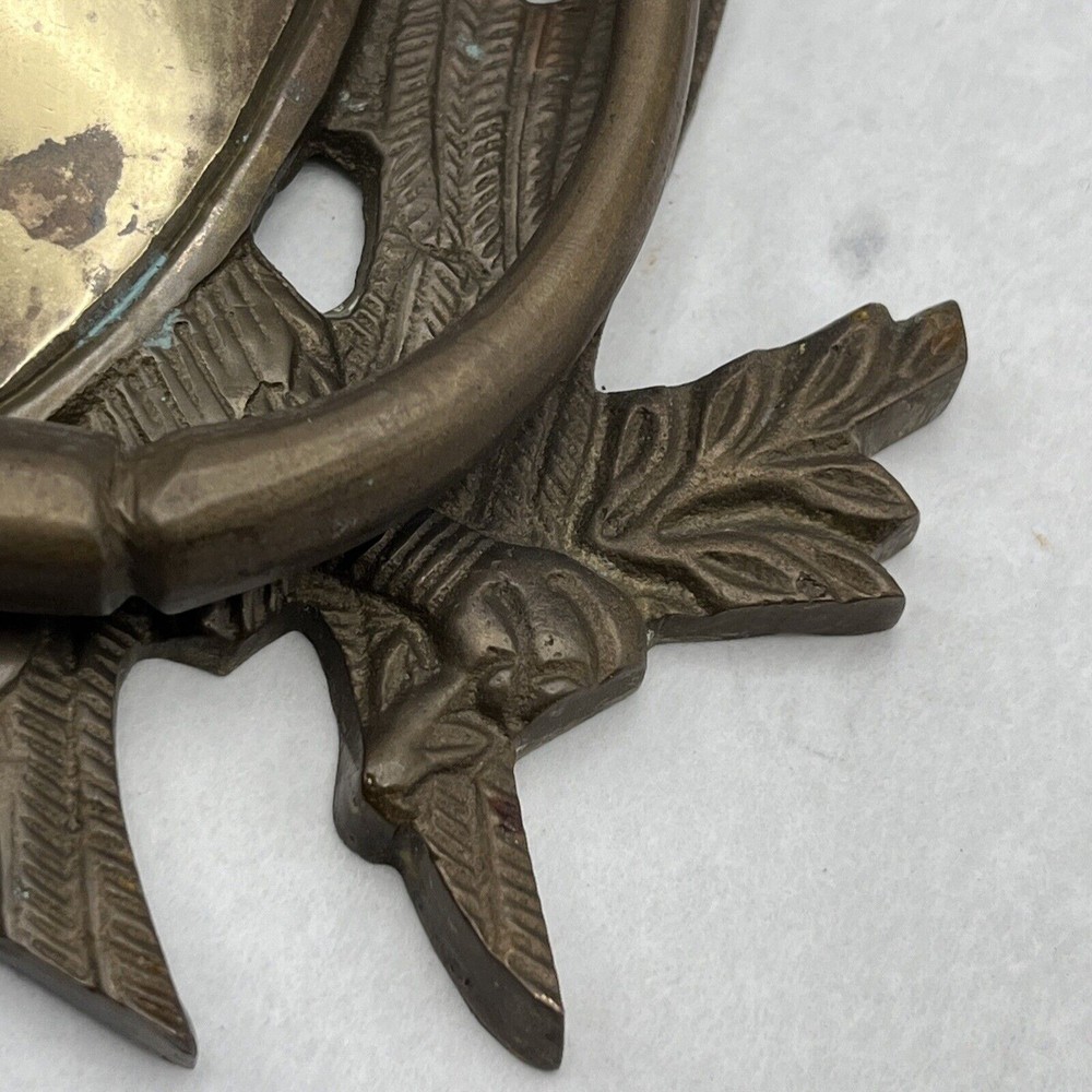 Vintage Solid Brass Door Knocker American Eagle & Shield 6.5" Tall