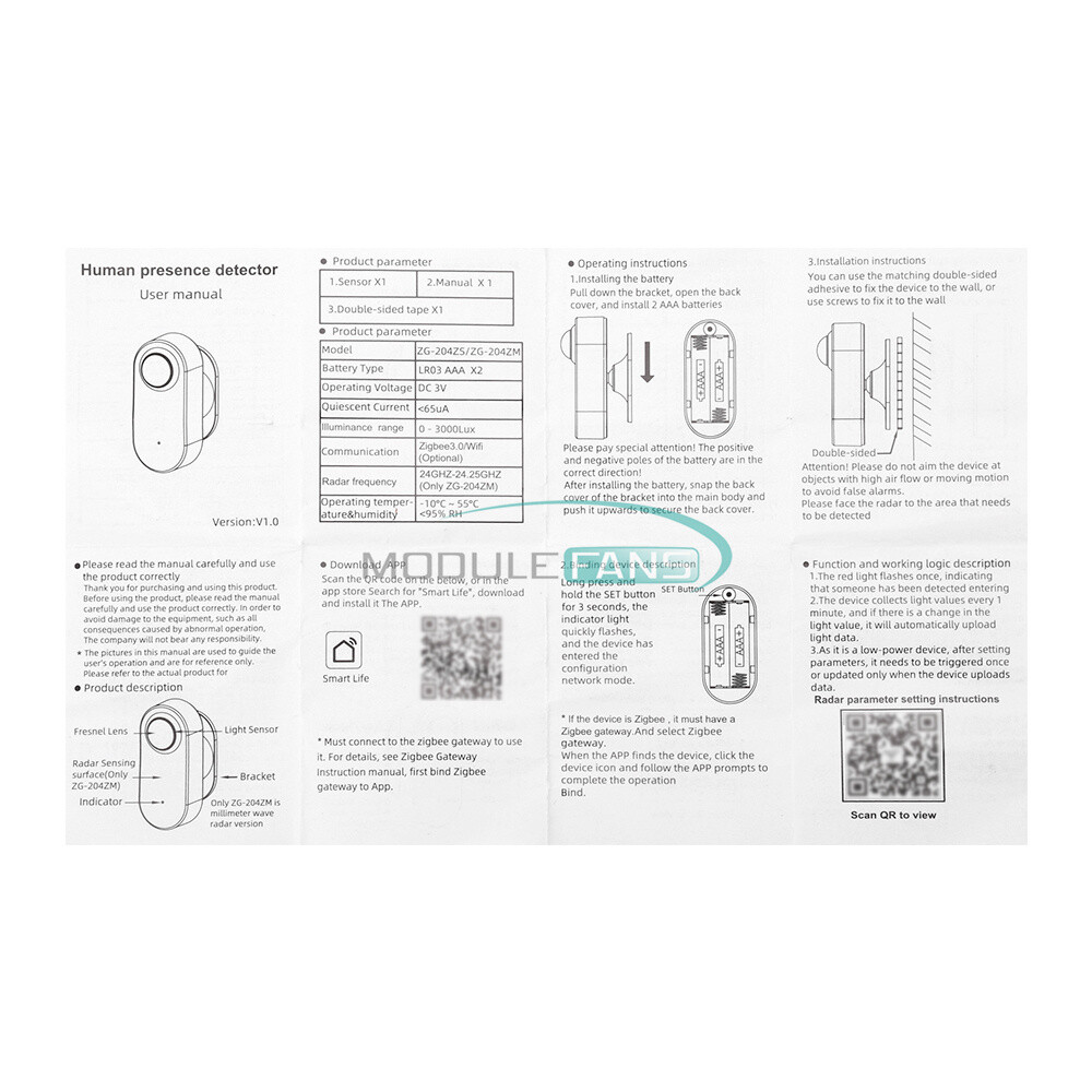 Tuya Zigbee Millimeter Radar Wave Human Presence Detect Sensor PIR Motion Sensor
