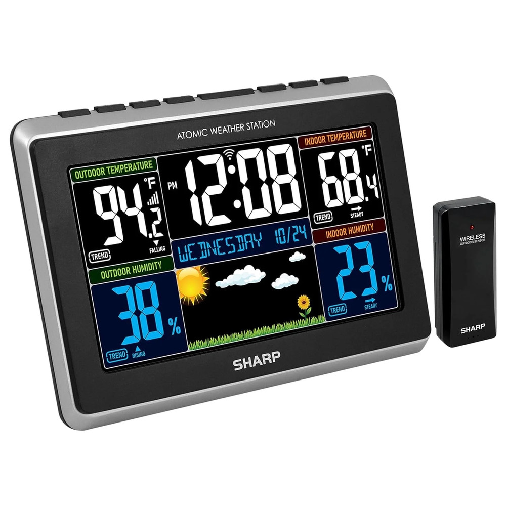 SHARP Atomic Weather Station Wireless Technology, 5-Function, w/ Outdoor Sensor