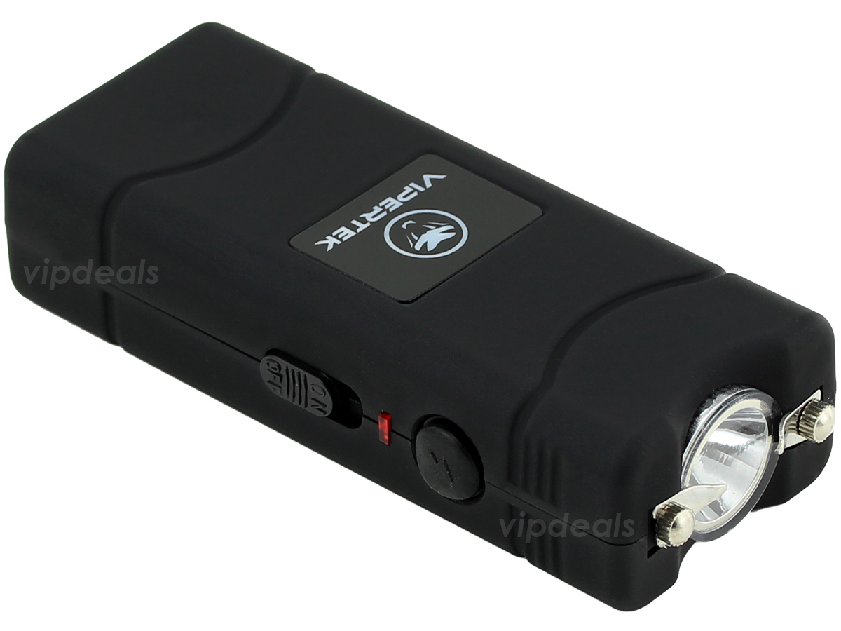 VIPERTEK Stun Gun Micro Mini BLACK VTS-881 390 BV Rechargeable LED Flashlight