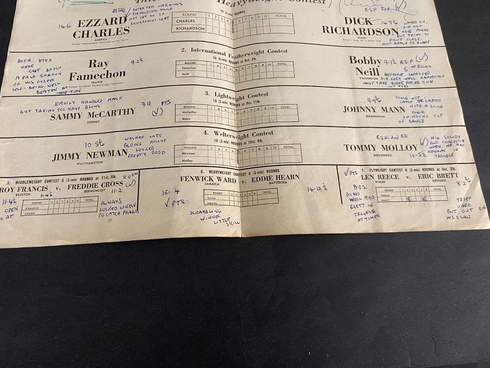 1956 EZZARD CHARLE VS DICK RICHARDSON HEAVYWEIGHT BOXING PROGRAM