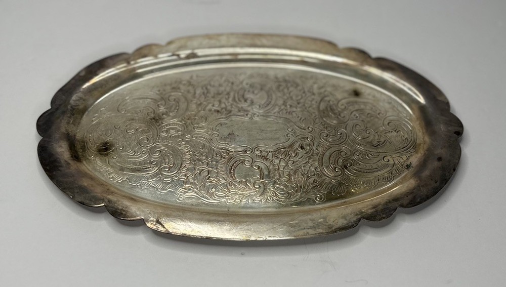 Serving Tray Sheffield Crown & Shield Marked Silver On Copper