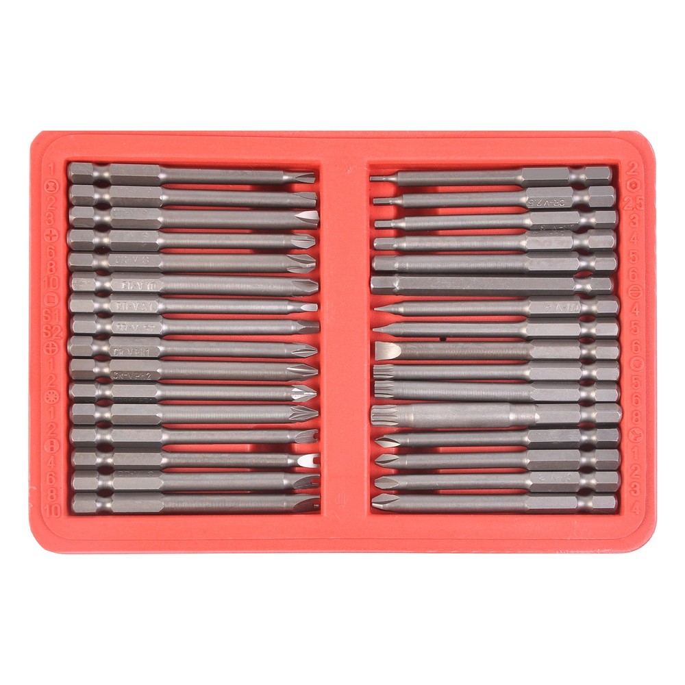 50Pcs Extra Long Security Bits Kit Hex Torx Star Spline Flat Screwdriver Bit Set
