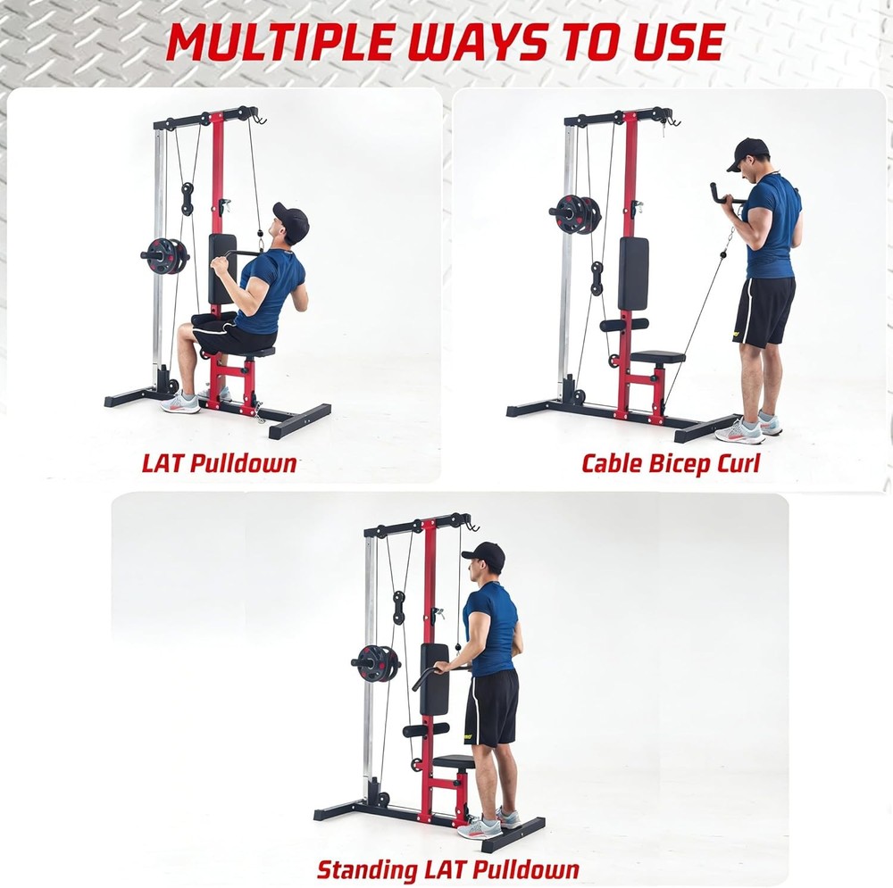 Pull Down & Low Row Cable Machine Home LAT Pulley System for Full Body Workout
