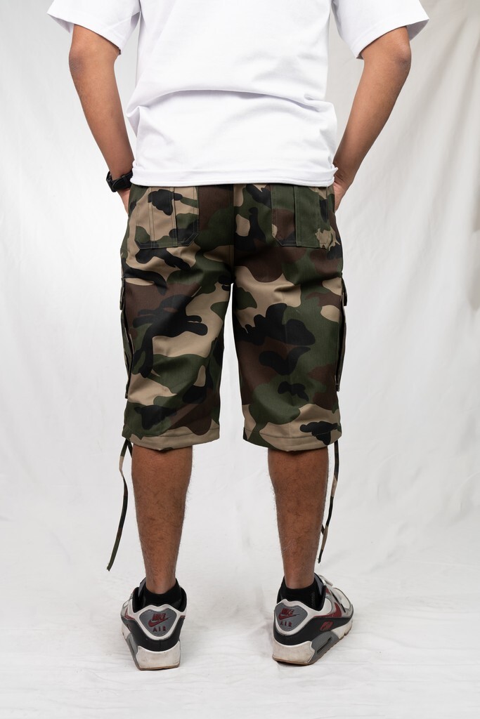 Camouflage Army Men's Baggy Streetwear Cargo Shorts-Casual Multi-Pocket