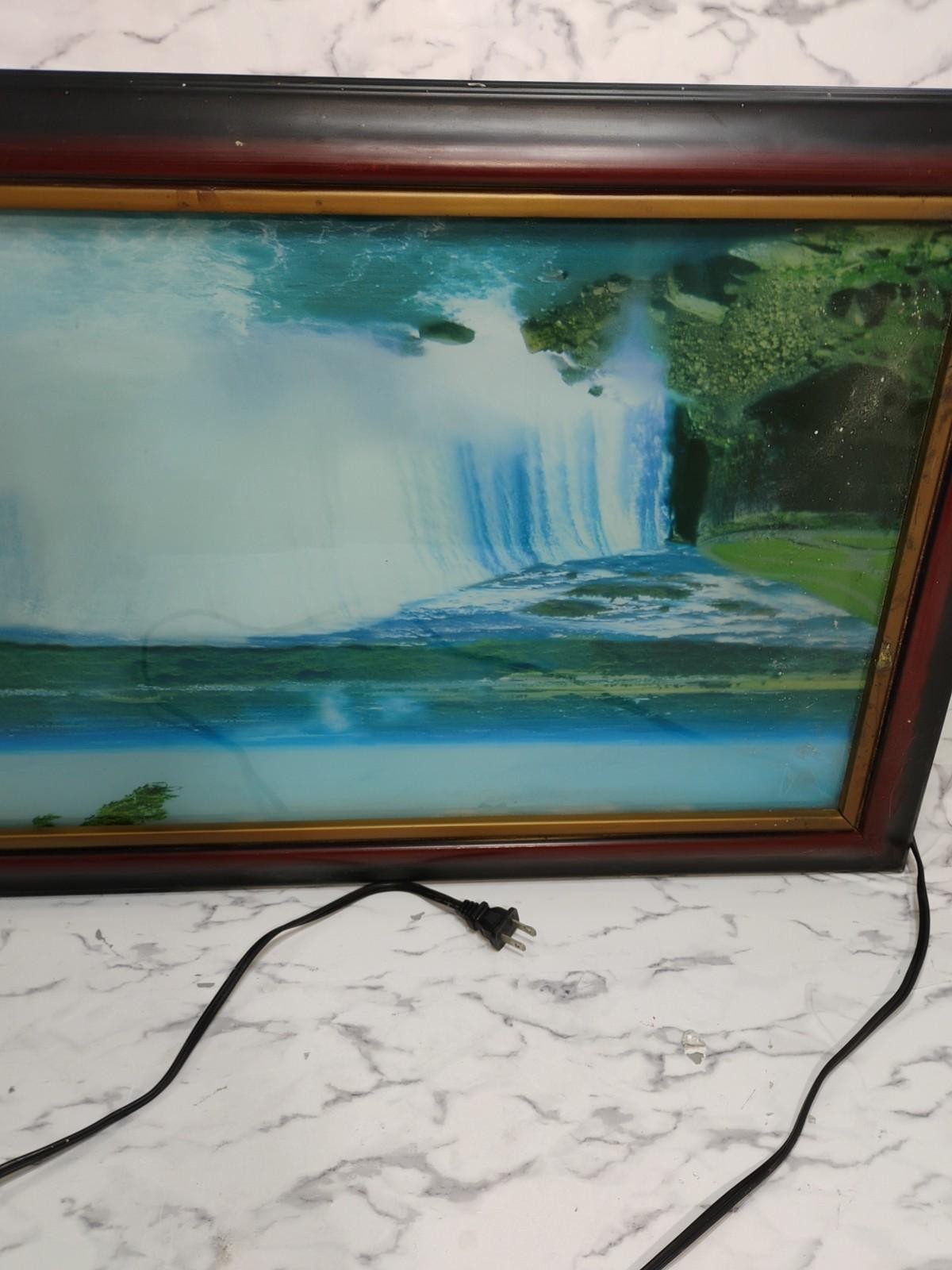 Mcm Niagara Waterfall River Stream Picture Wood Frame Vtg Won't Light Up