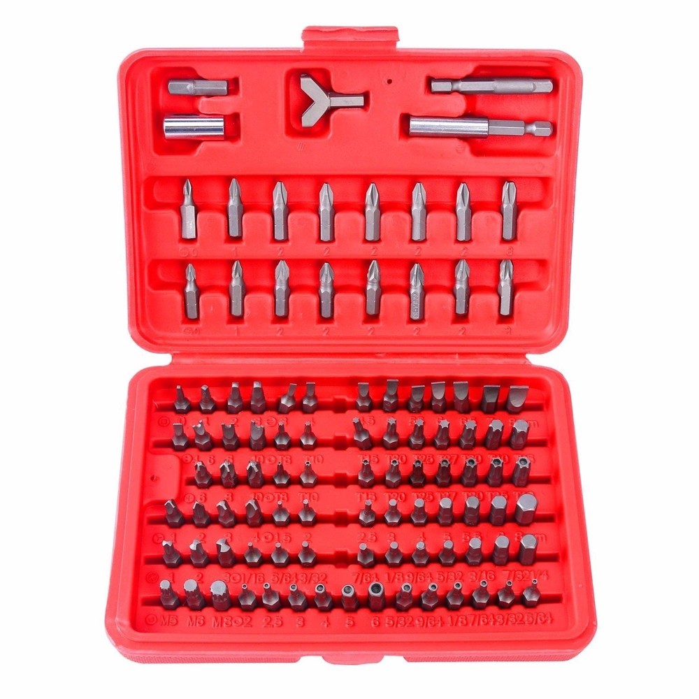 100Pcs 1/4" Torx Hex Torq Security Bit Set Tamper Proof Case Screwdrivers Bits