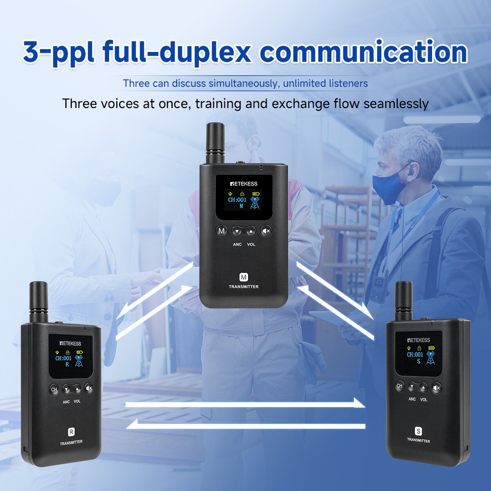 TT129 Tour Guide System,3 Transmitter Support Triple Simultaneous Speaking 328ft