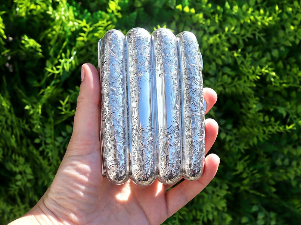 Antique Antique Sterling Silver Cigar / Cheroot Case