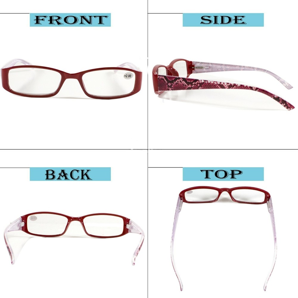 4 Pairs Mens Womens Unisex Spring Hinge Rectangular Reading Reader Glasses 1-3