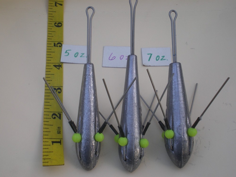 9 PCS SPUTNIK STYLE SINKER, SURF WEIGHT, MUD WEIGHT, CLAW SINKER 5, 6, 7 OZ. 3ea