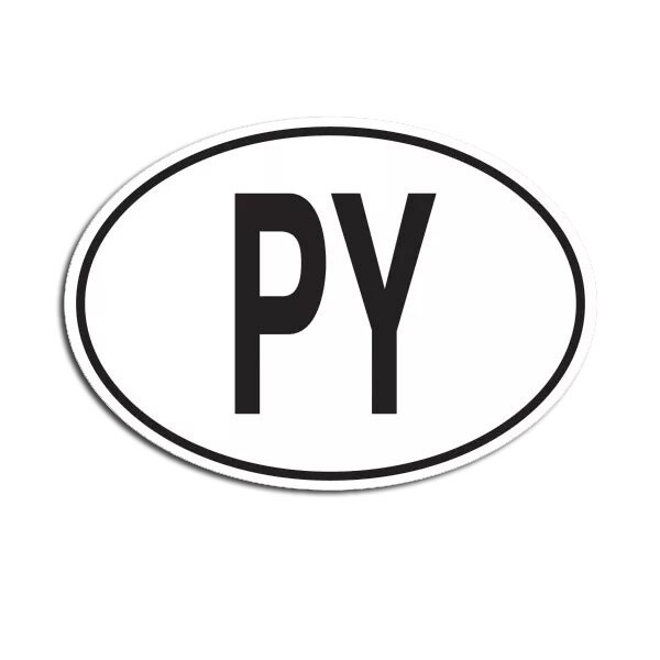 PY Paraguay Country Code Oval Sticker