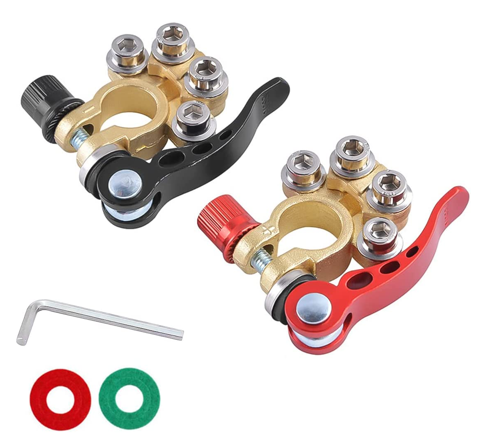 2 PAIR 4 Way Quick Release Disconnect Car Battery Terminal Clamp Connectors USA