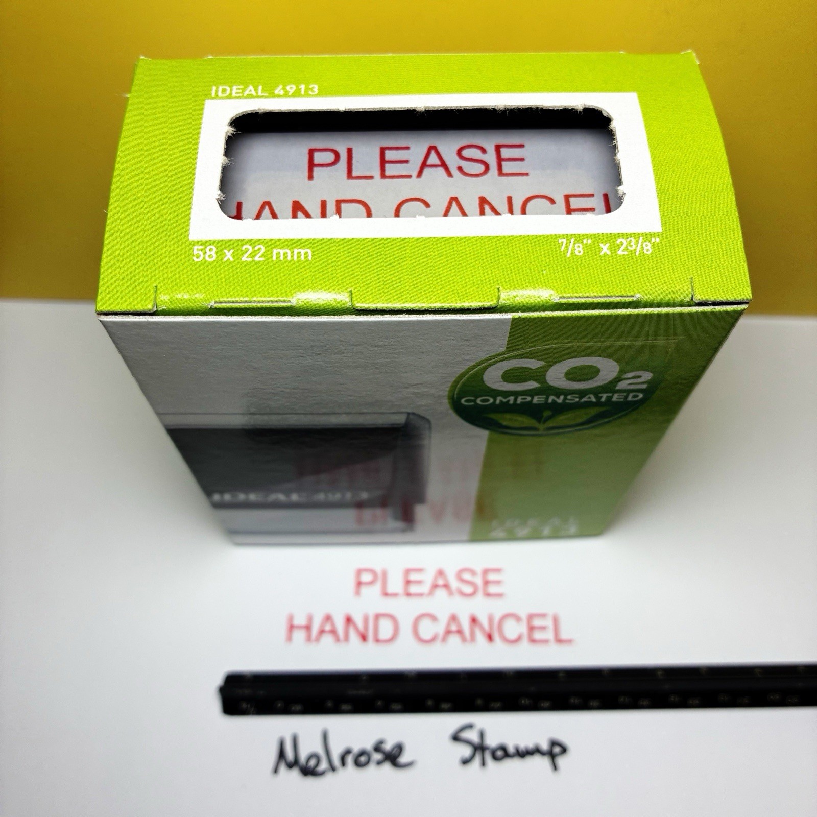 Please Hand Cancel Rubber Stamp Red Ink Self Inking Ideal 4913