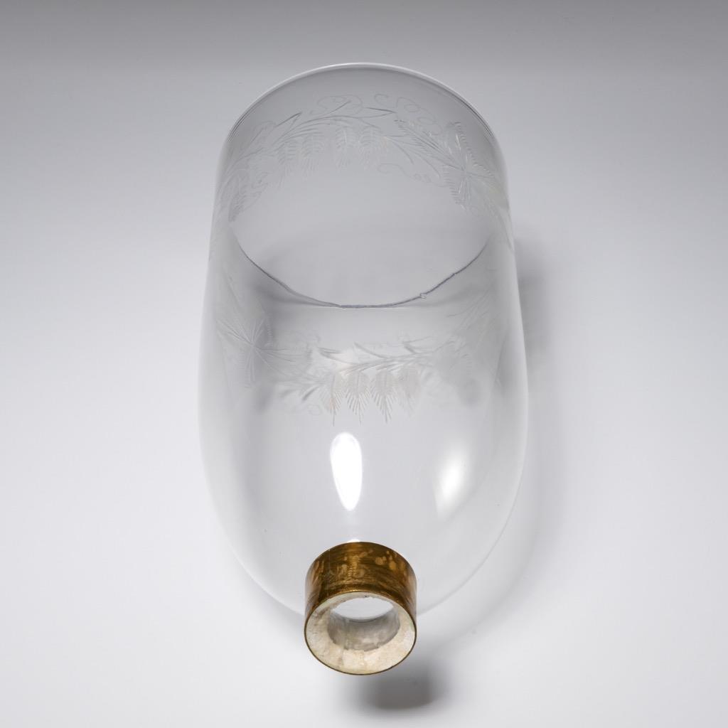 Etched Glass Wheat Hanging Hurricane Chimney Lamp Shade Bell Jar Cloche 14.5"h