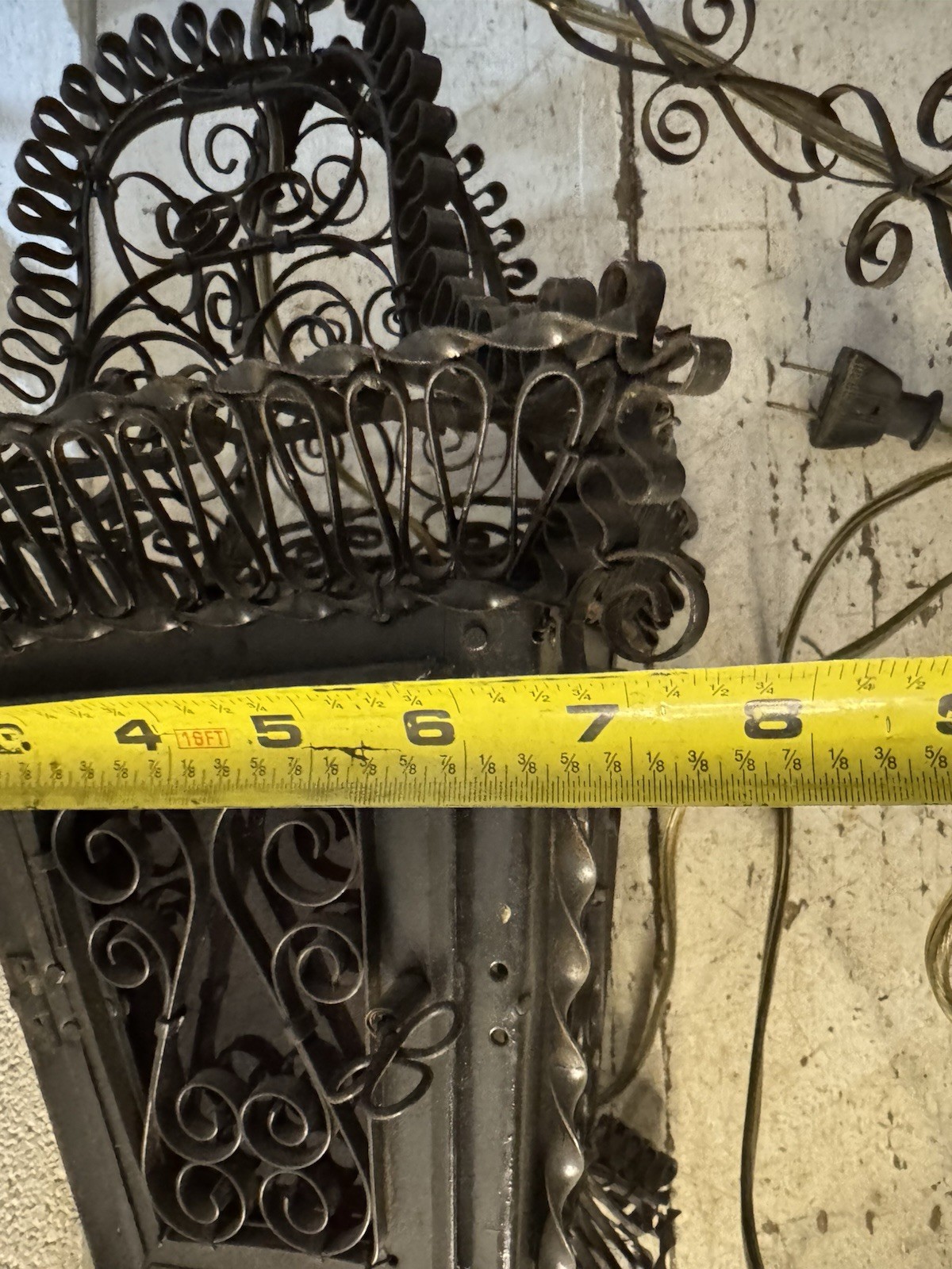 Antique Venetian Wrought Iron Lantern Hanging Electrified Light Gothic Italian