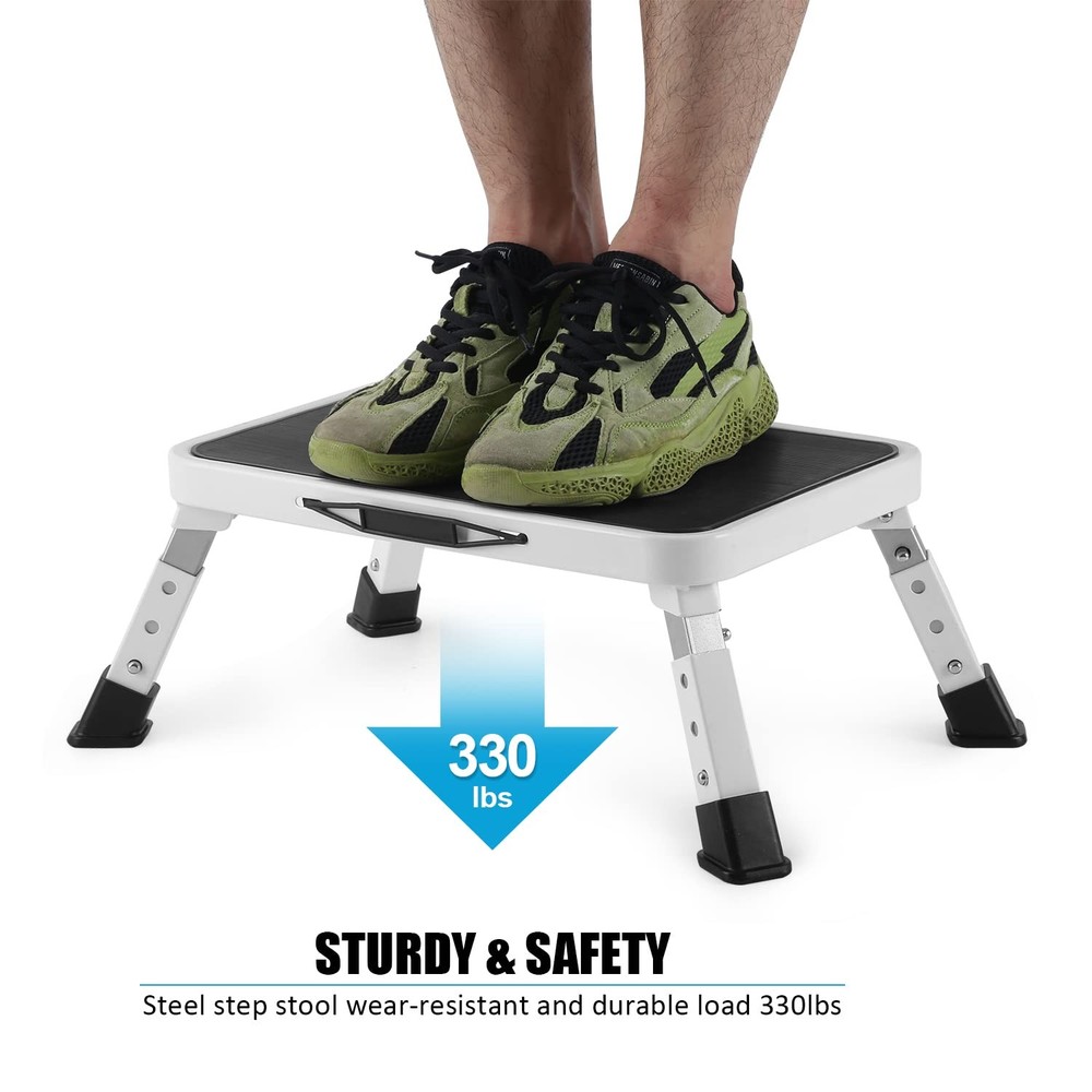 Jocauto Folding Step Stool Height-Adjustable Non-Slip Platform Step Ladder for A