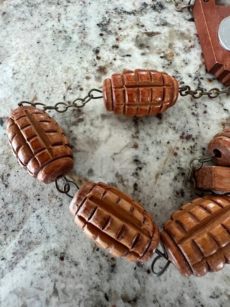 Vintage Over Sized Carved Wooden Bead Rosary