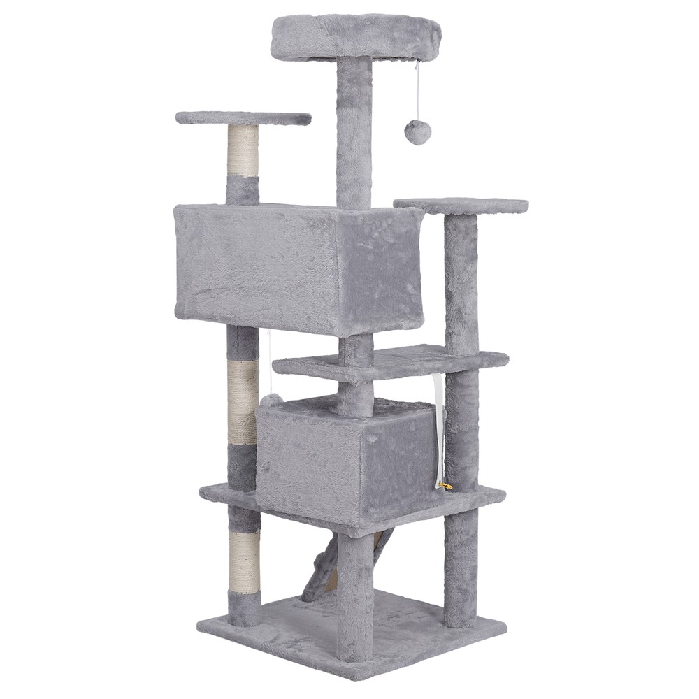 55" Cat Tree Multi Level Tower Condo Activity Center Scrathching Post Light Grey