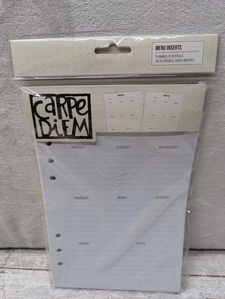 Carpe Diem Undated Menu Inserts Planner Inserts