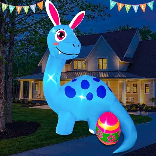 8FT Easter Inflatable Dinosaur with Cute A-8FT Easter Inflatable Dinosaur