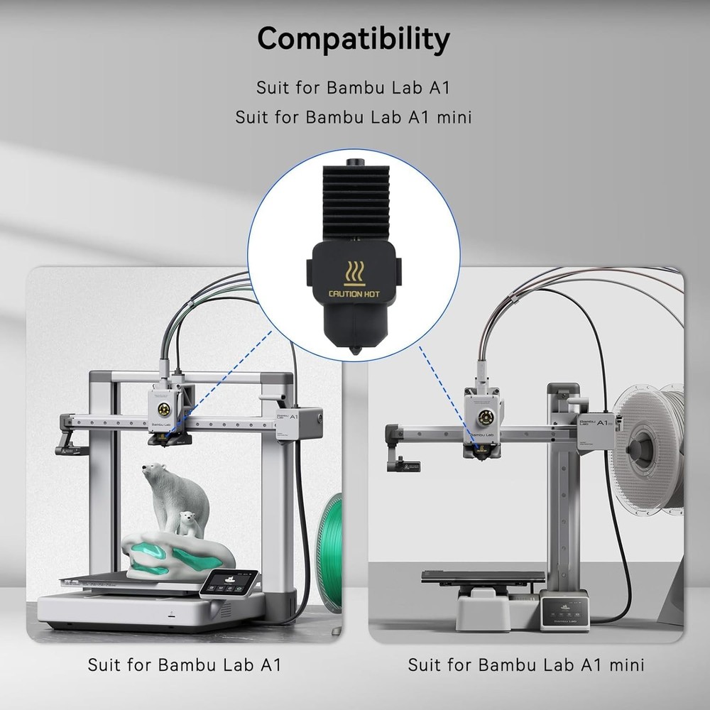 3D Printer Hotend for Bambu Lab A1 Mini 0.2mm a1 Extrusion Head, Removable Harde
