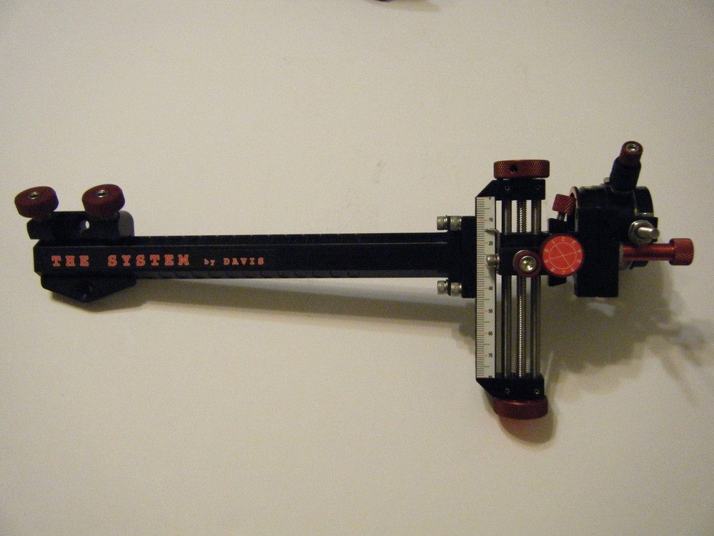 4" DAVIS TARGET SIGHT- Double knob-8.5 -black/red knobs-scope .019 green.,