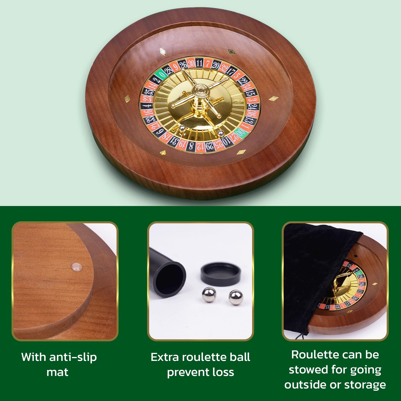 10 Inch Wooden Roulette WheelProfessional Solid Wood Casino Roulette Wheels